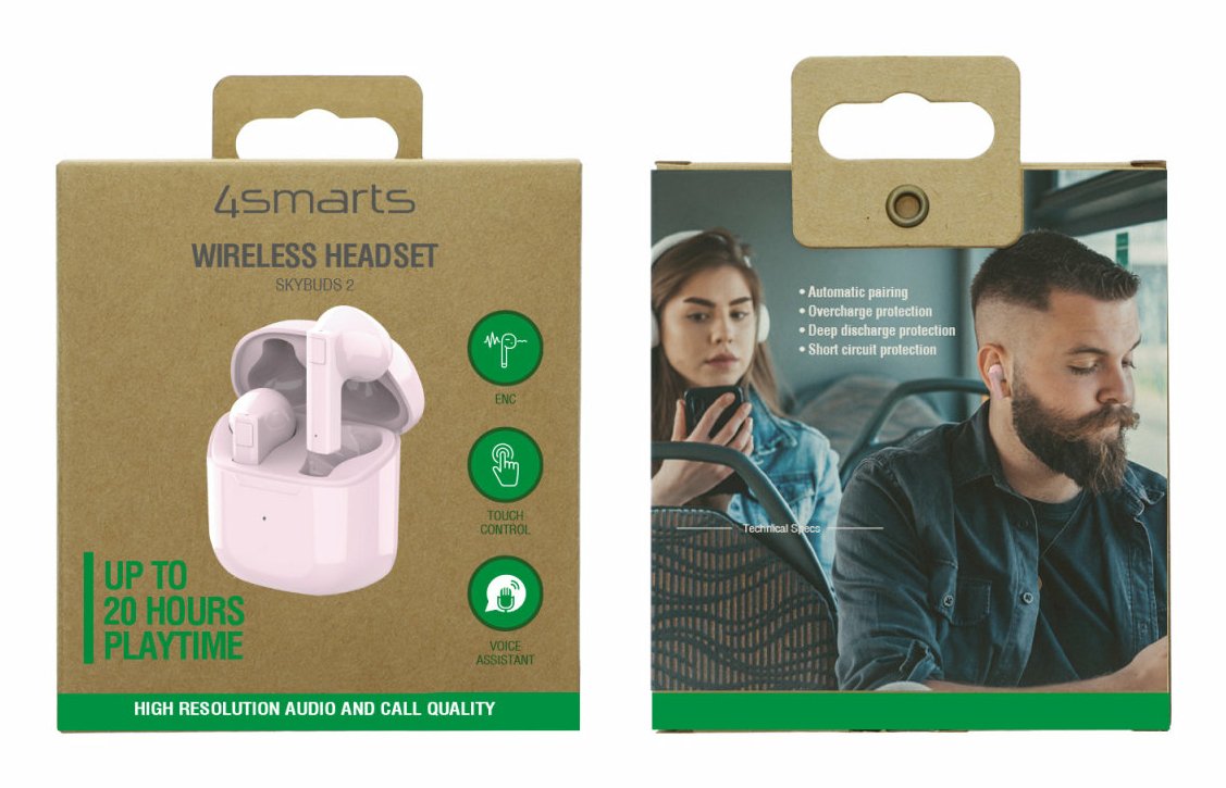 Auriculares 4smarts Skybuds 2 True Wireless Stereo (Tws) Dentro De Oído Llamadas/Música Usb Tipo C Bluetooth Rosa