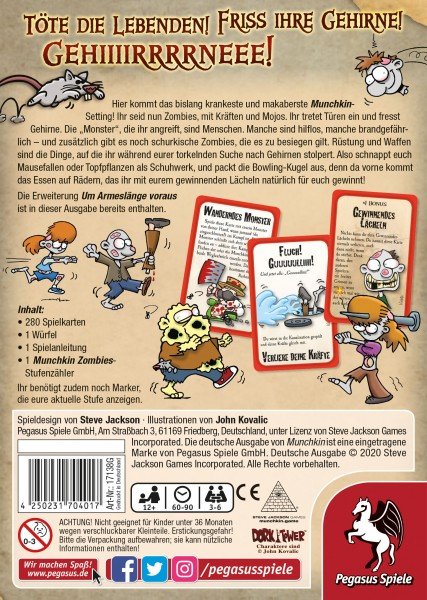 Pegasus Munchkin Zombies 1+2, Juego Base De Cartas Que Incluye 1 Expansión 17138g