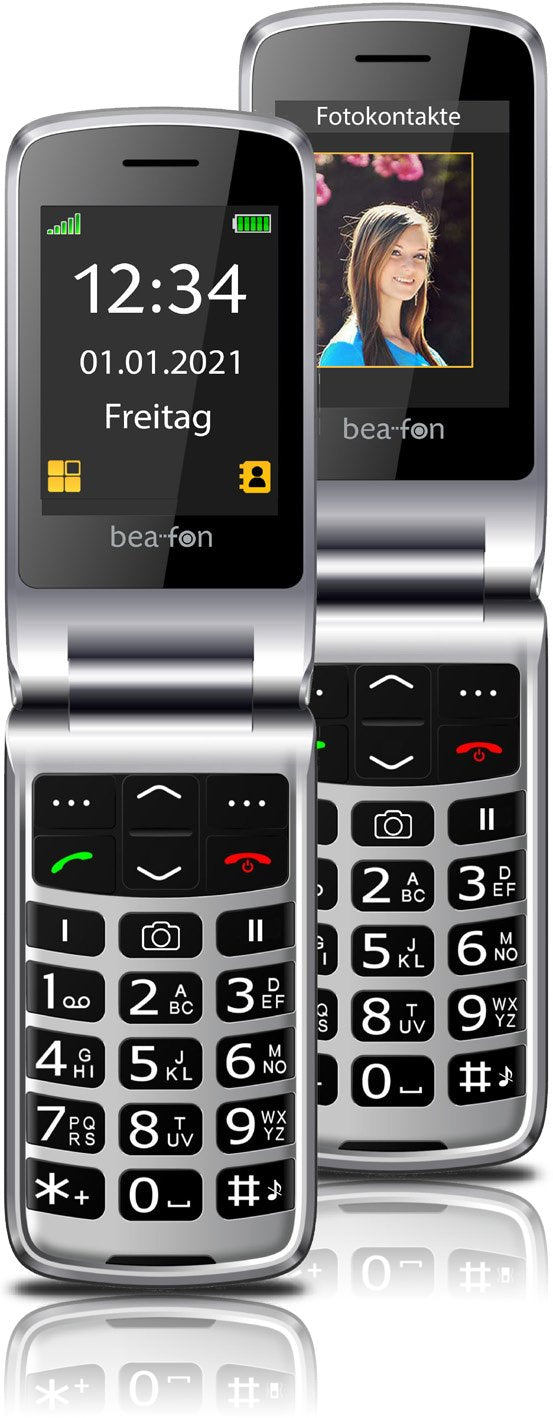 Beafon Sl645 Silver Line, Teléfono Plegable Con Teclas Grandes, Negro