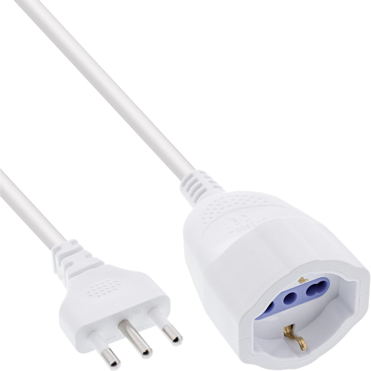 Inline® Power Extensión Italy Plug L / Socket F, White, 5m