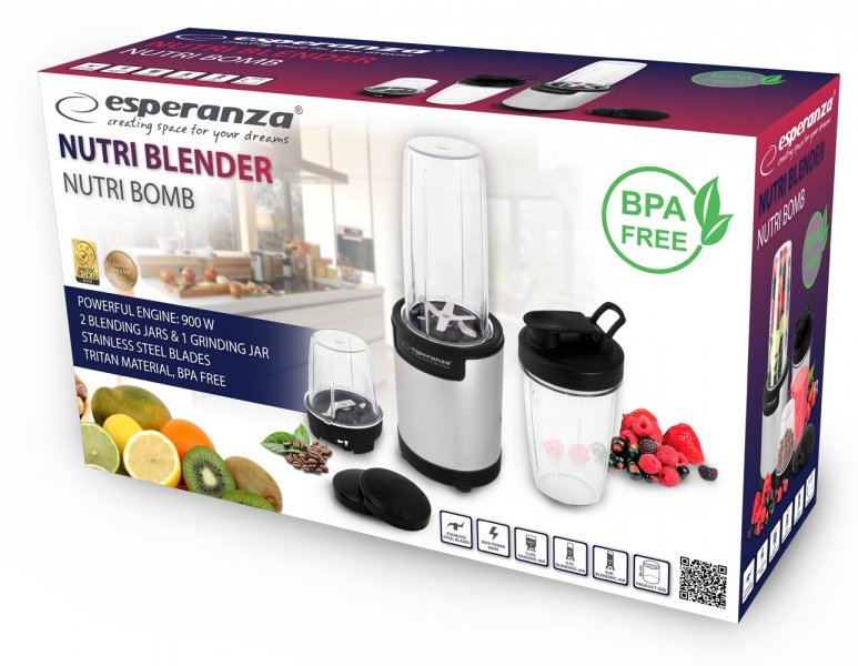 EAN 5901299954690 - Esperanza EKM030 licuadora Batidora de vaso 900 W Negro, Acero inoxidable imagen 5