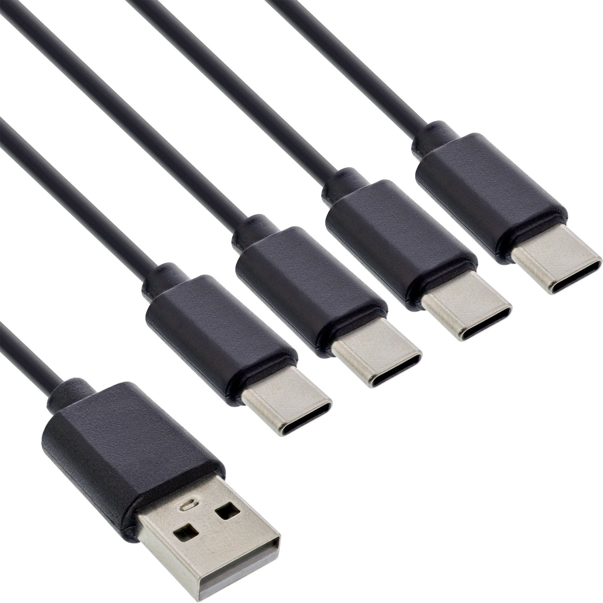 Inline® Usb 4in1 Y-Charging Cable, 1x Usb-A Macho A 4x Usb-C Male, Negro 0.5m