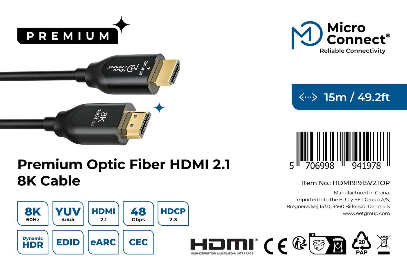 EAN 5706998941978 - Microconnect HDM191915V2.1OP cable HDMI 15 m HDMI tipo A (Estándar) Negro imagen 3