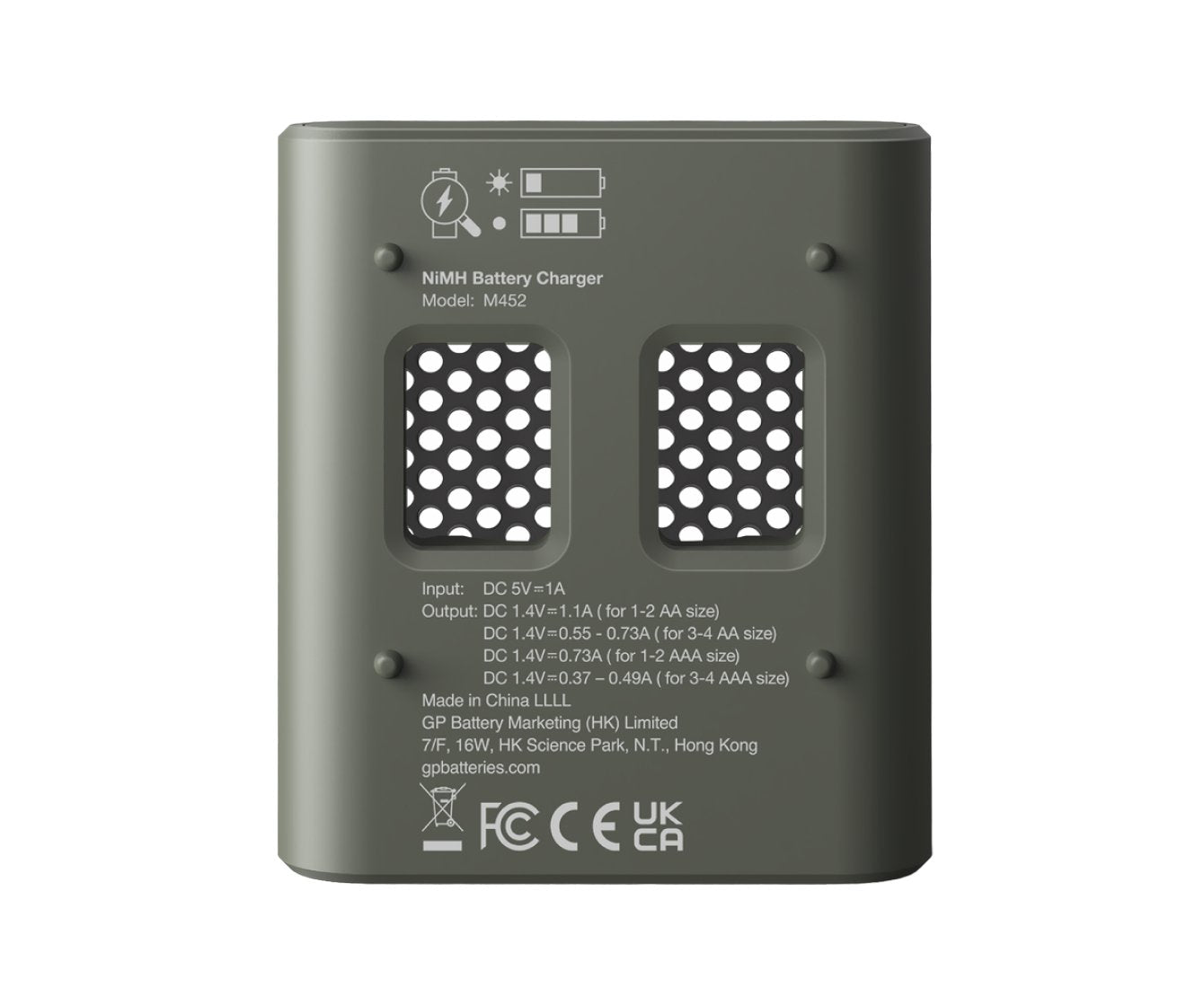 Cargador Gp Recyko M452 Modelo Usb De 4 Puertos Incl.4xaa Nimh 2600mah