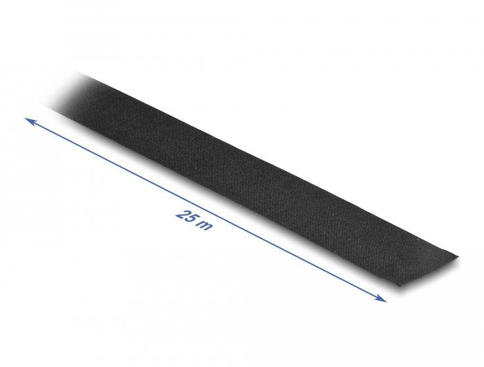 Delock Cinta De Tela 25 M X 25 Mm Autoadhesiva Desgarrable Negra