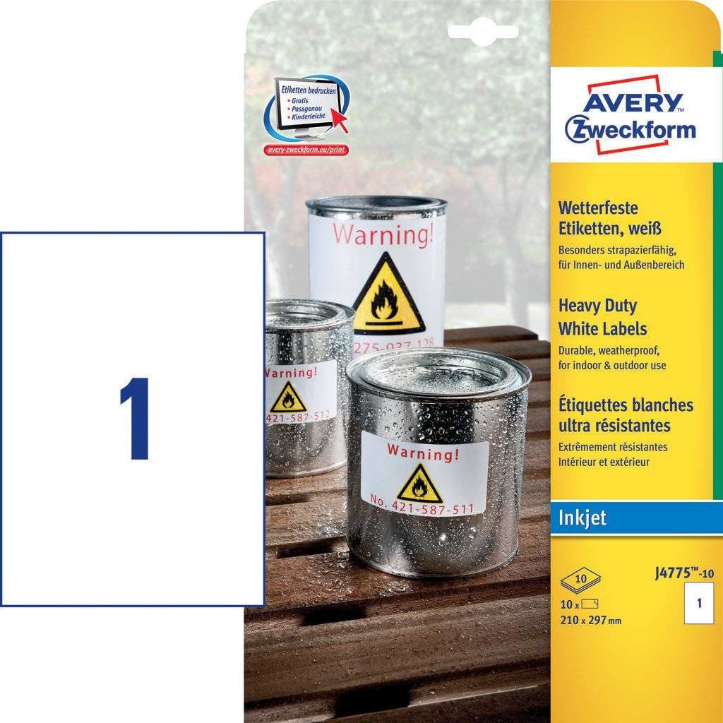 Avery Zweckform Resistente A La Intemperie Folienetiketten 210,0 X 297,0 Mm