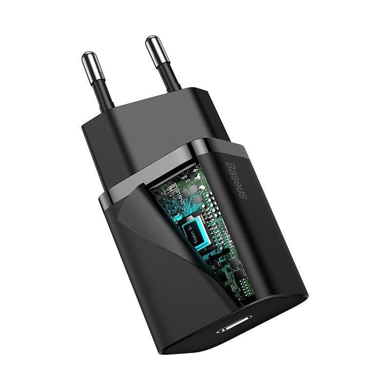 Cargador De Pared Baseus Con Cable Usb-C Para Rayos 1m 20w Tzccsup-B01 Negro