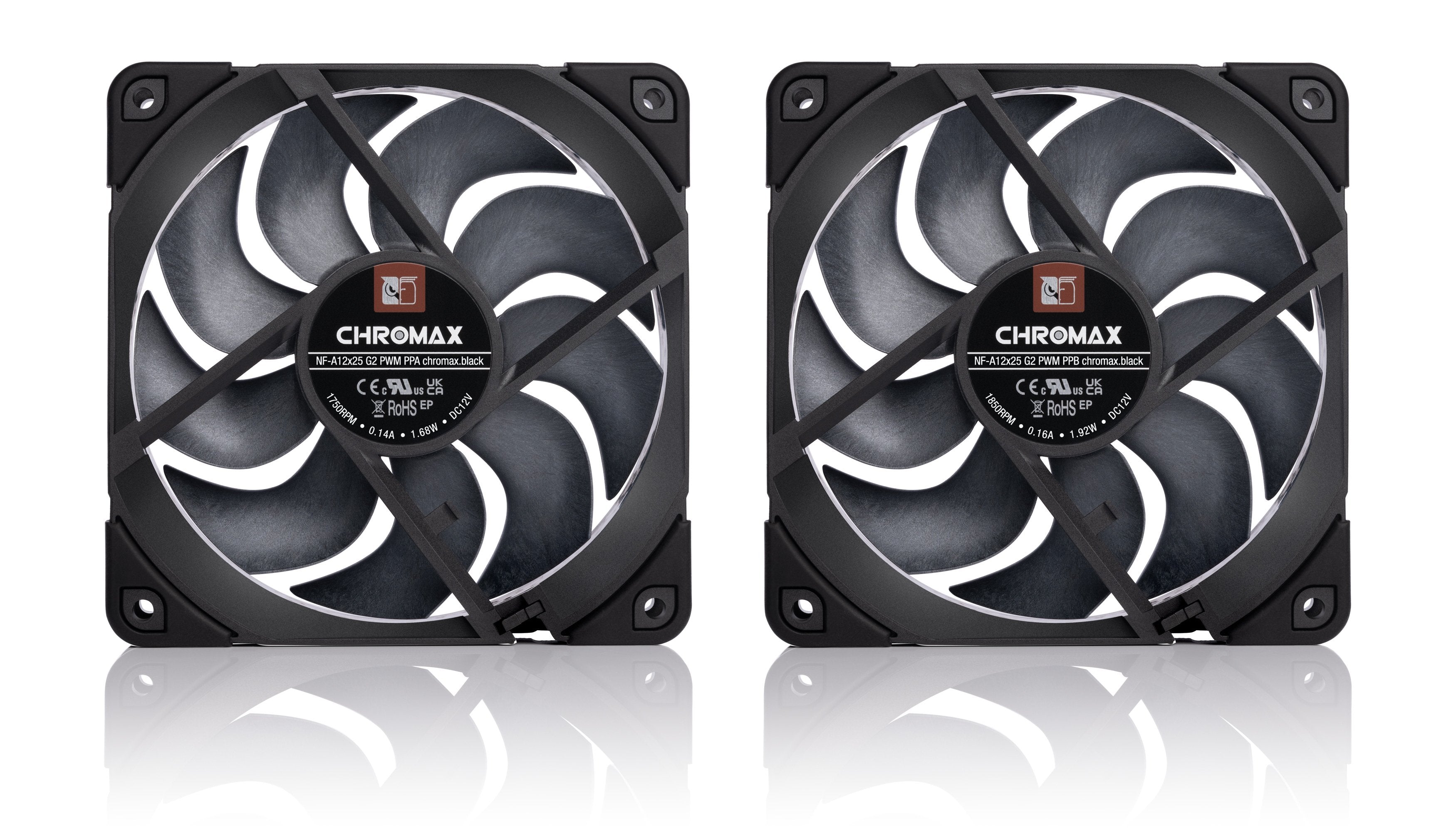 Noctua Nf-A12x25 G2 Pwm Sx2-Pp Chromax.Negro (Negro/Beige, Pwm-Anschluss, 2 Ventilador, 120 Mm) Nf-A12x25 G2 Pwm Sx2-Pp Chromax.Negro