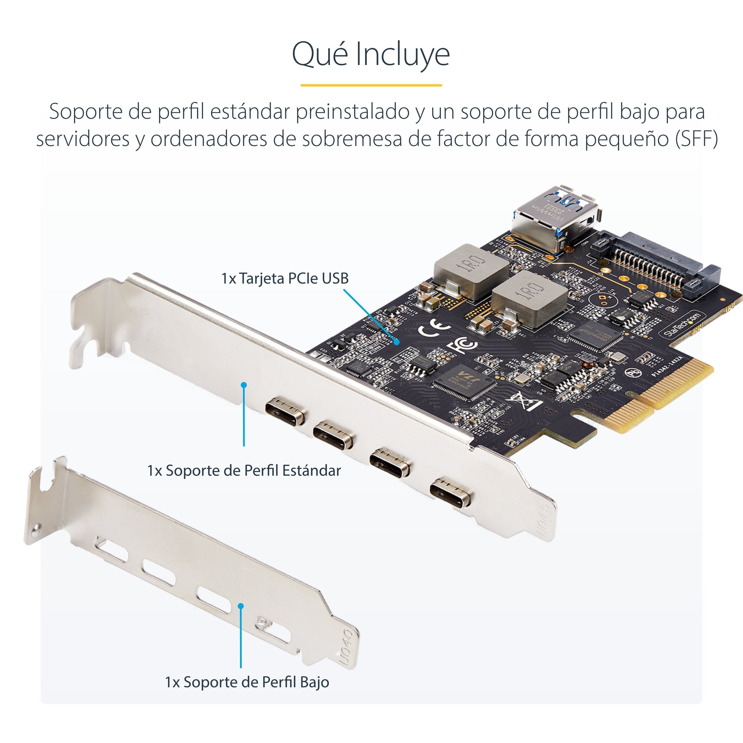 Tarjeta Pcie Startech.Com  De 5 Puertos Usb De 10gbps 4x Usb-C / 1x Usb-A - Hub Concentrador Interno Usb 3.2 De 10gbps - Tarjeta Pci Express 4 Puertos Usb Tipo C 1 Puerto Usb-A - Windows/Mac/Linux