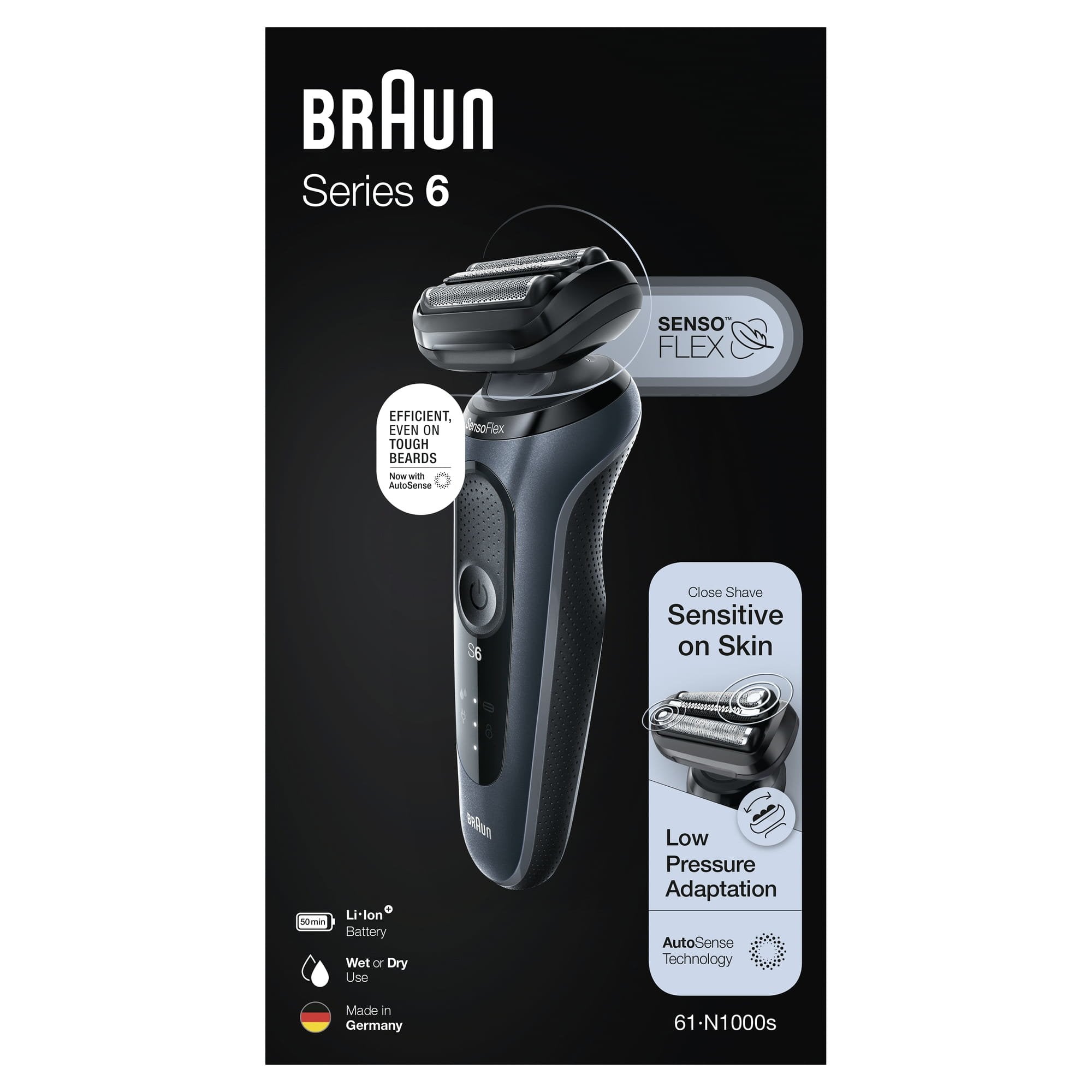 EAN 4210201432920 - Braun Series 6 61-N1000s Máquina de afeitar de láminas Negro, Gris imagen 3