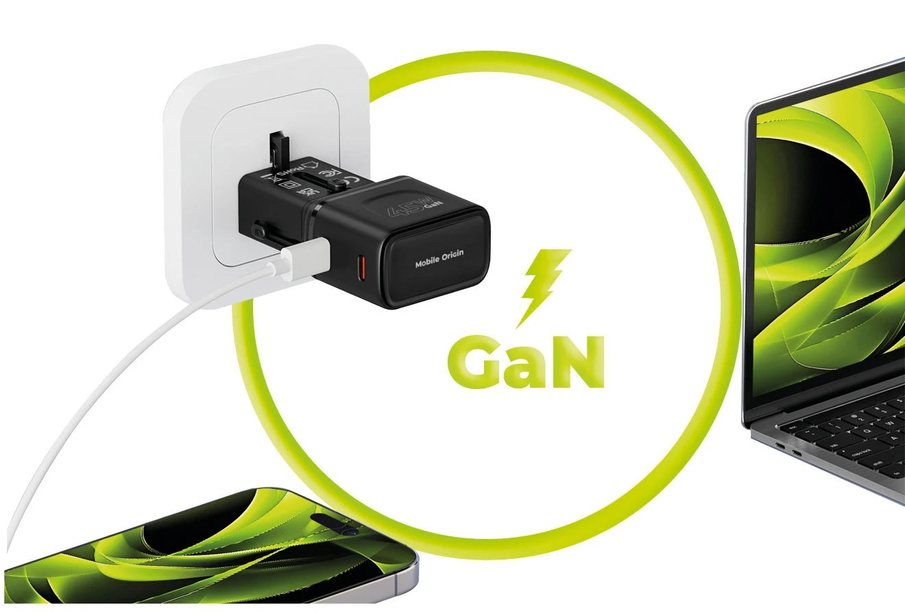 Mobile Origin 45w Travel Adapter Eu/Us/Uk/Au Pw26, Black