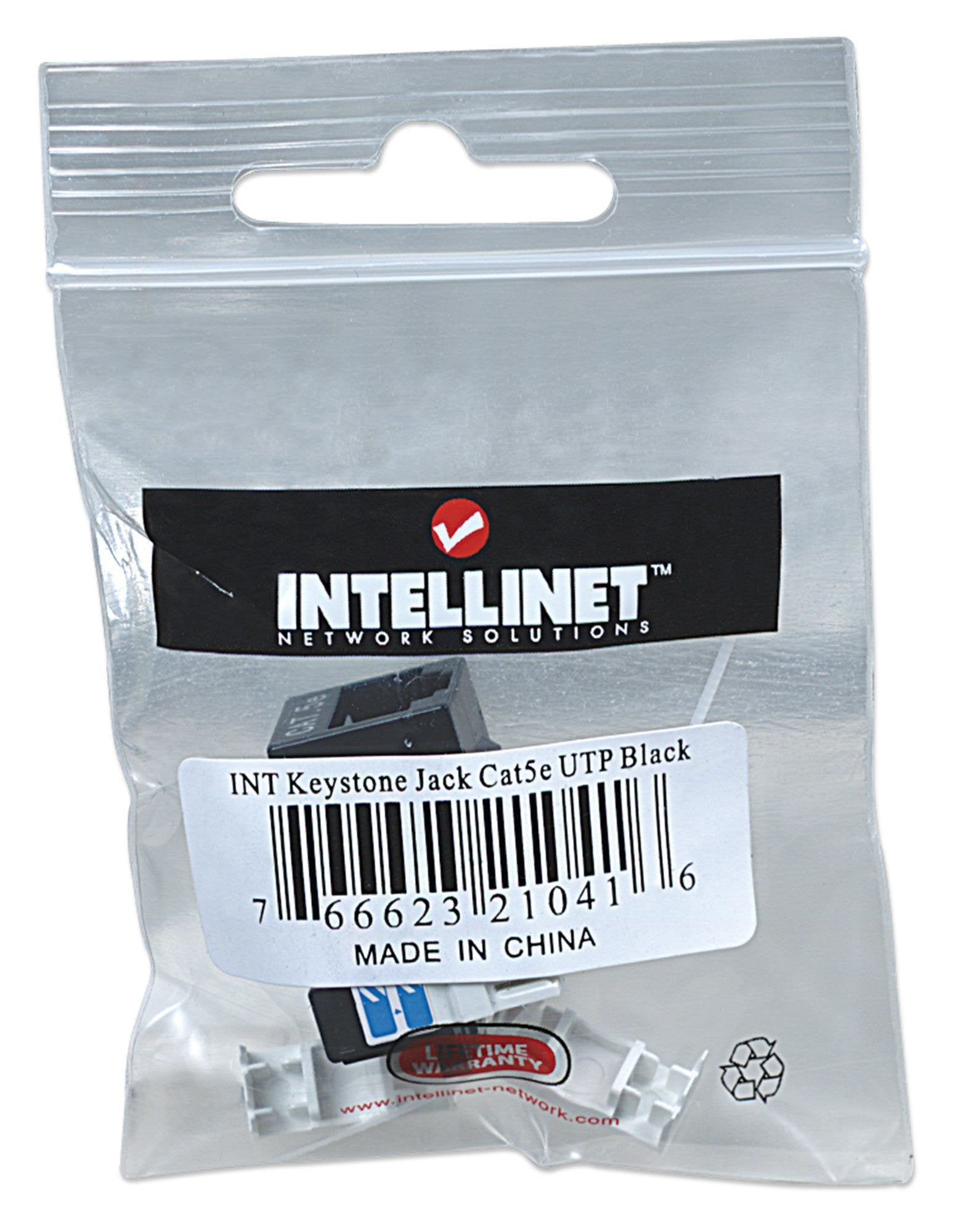 Intellinet Cat5e Keystone Jack, Utp, Negro, Punch-Down