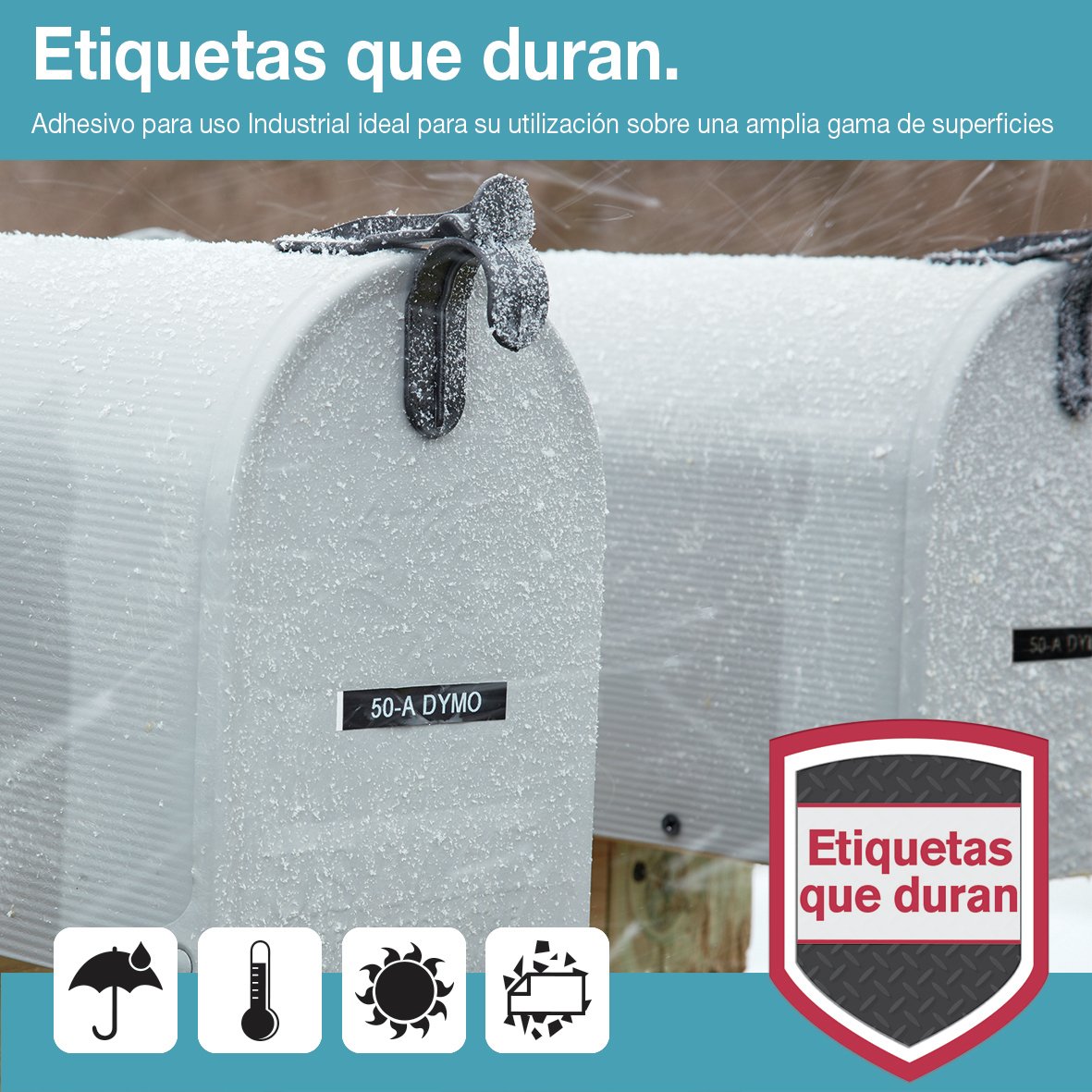 Dymo D1 - Etiquetas Durable - Blanco Sobre Naranja - 12mm X 3m
