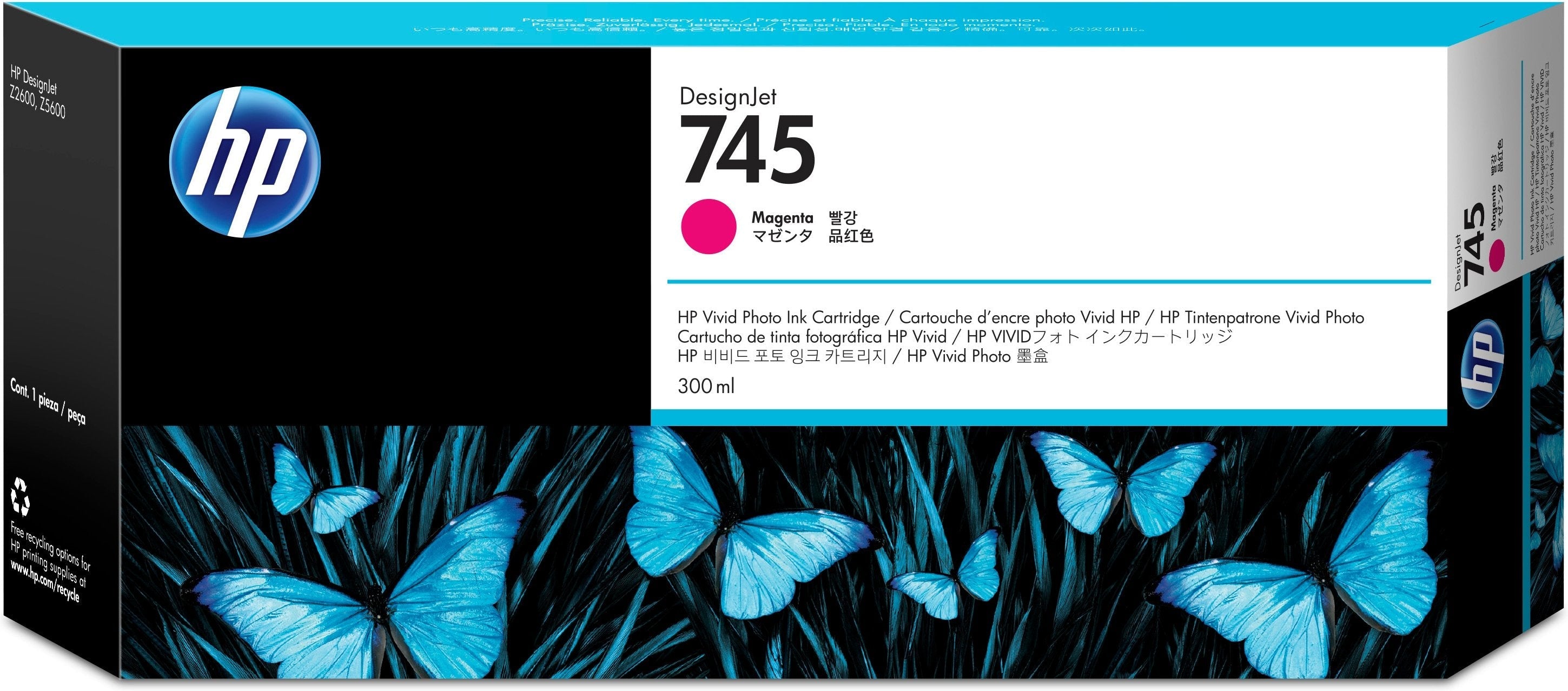 Tinta Original Hp 745 300 Ml Magenta Original Designjet  Para Designjet Z2600 Postscript, Z5600 Postscript