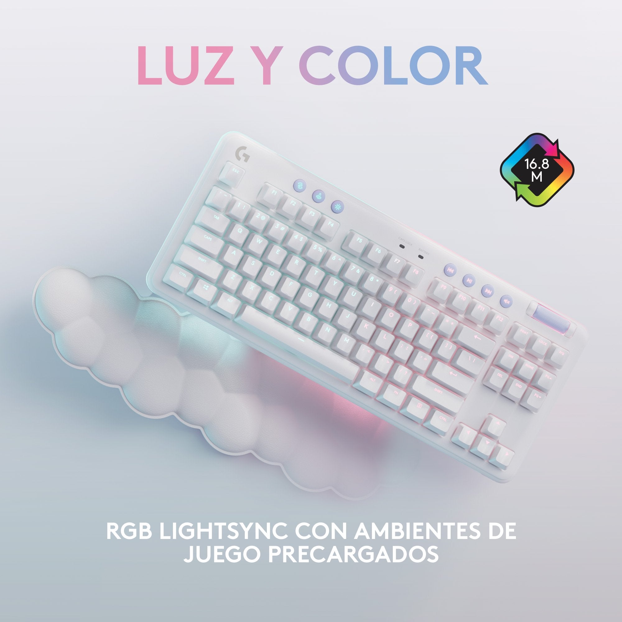 Logitech G G715 Teclado Sin Teclado Numérico Retroiluminación Bluetooth 2.4 Ghz Qwerty Español Interruptor: Tactile Blanco