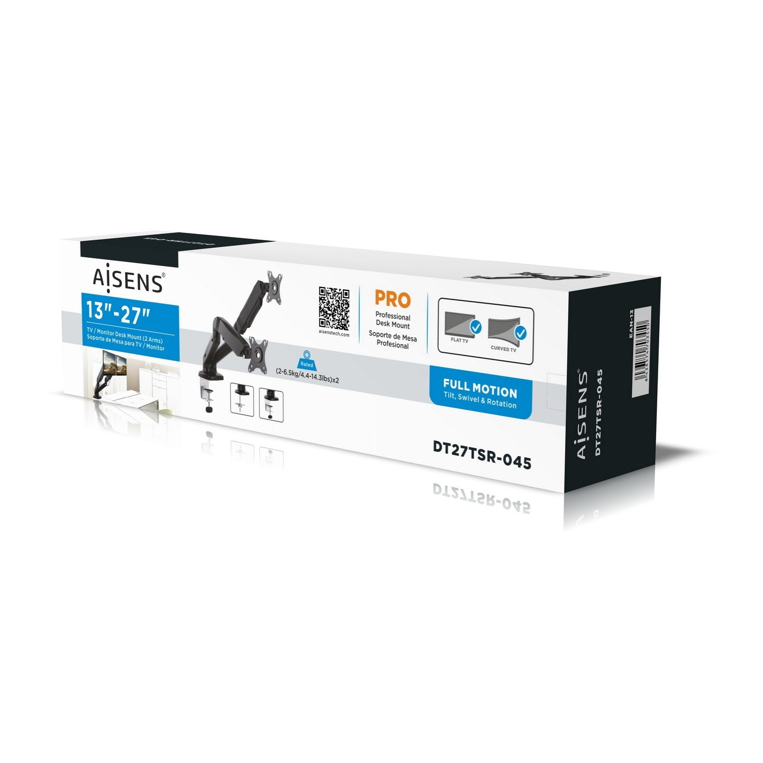 Aisens Soporte Tv Monitor Mesa Pro Gira Incl 65kg 3piv2braz 13-27 Neg Dt27tsr-045