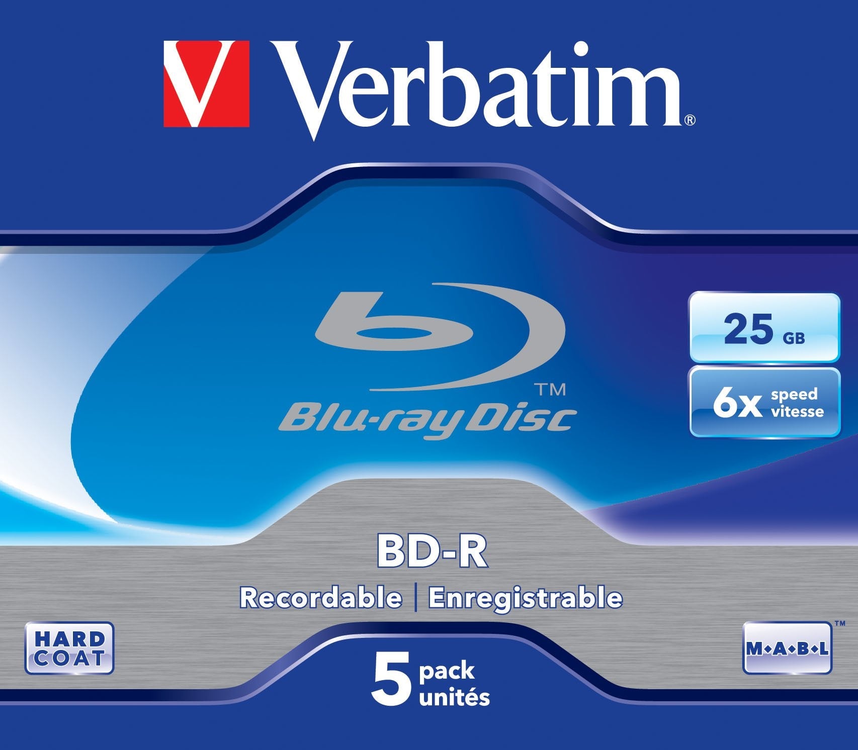 Verbatim Bd-R 5 Pack Jewel Case 43715,Caja 5 Unidades ,Velocidad 6x,Cap. 25gb