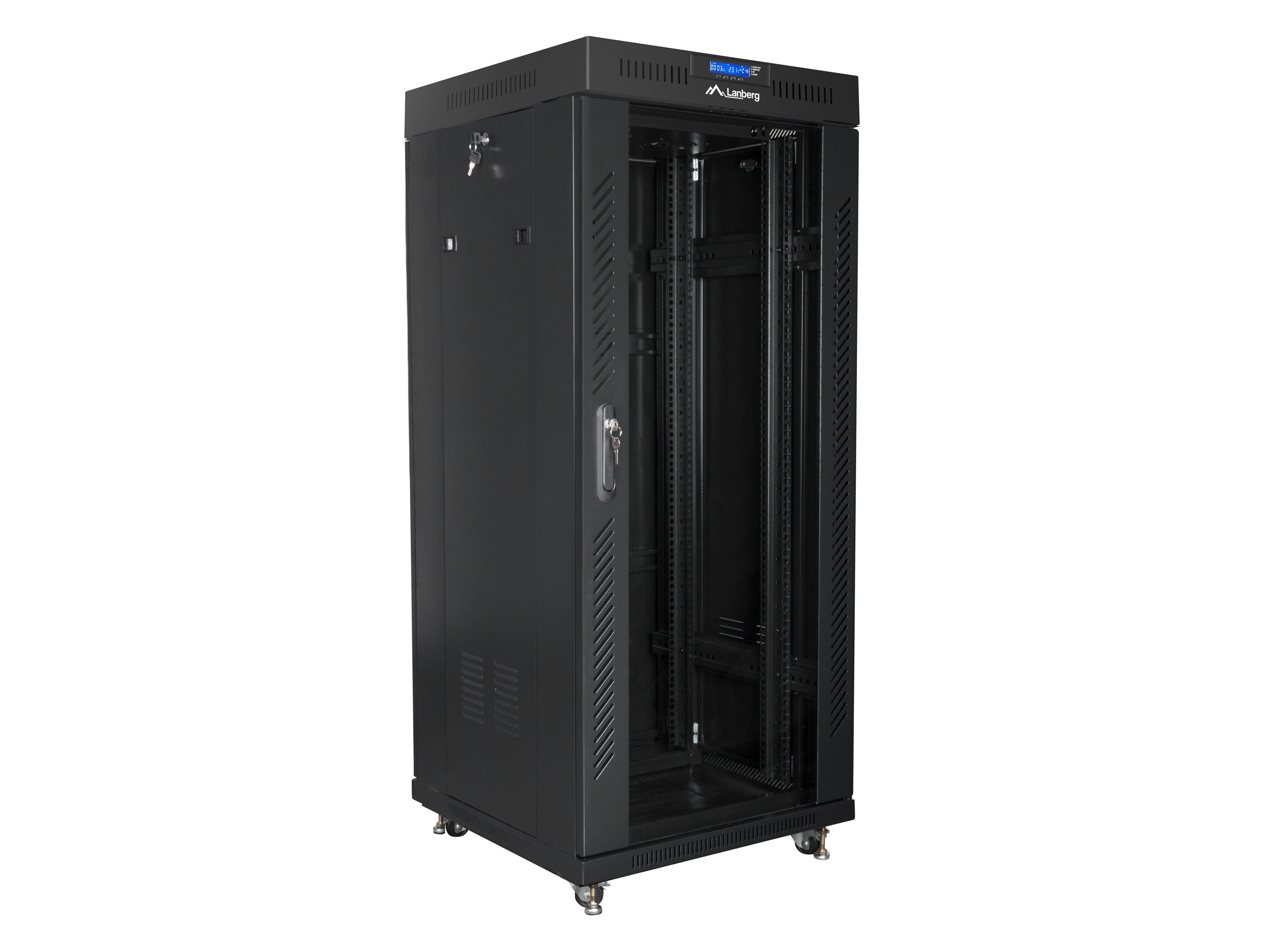 EAN 5901969430370 - Lanberg free standing rack 19inch cabinet 27U 600x600 glass door LCD flat pack black Rack o bastidor inde imagen 3