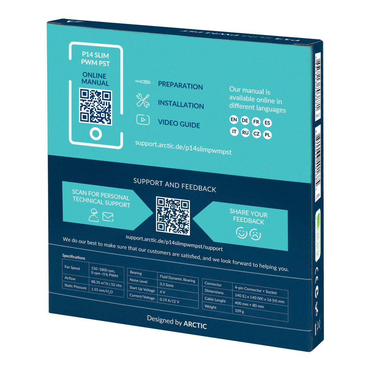 Arctic P14 Slim Pwm Pst  140x140x16