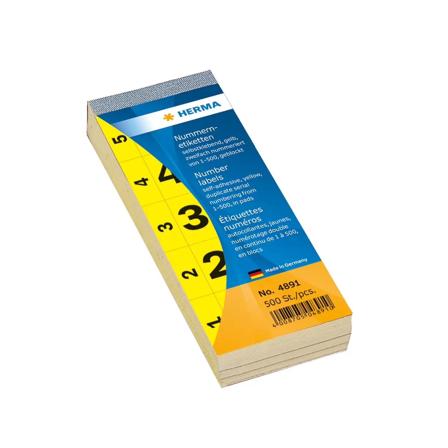 EAN 4008705048910 - HERMA 4891 etiqueta autoadhesiva Rectángulo Amarillo 500 pieza(s) imagen 1