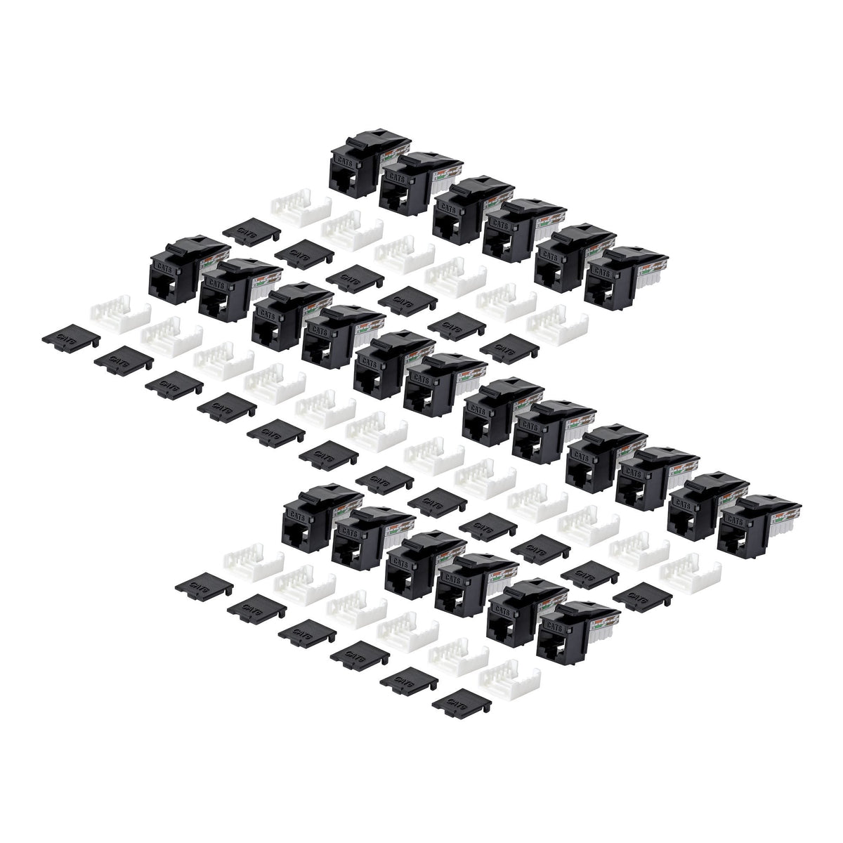 Startech.Com Cat6 Keystone Jack Módulo, Pack De 24 Rj45 Ethernet Keystone Conector Hembra, Utp Cat6 Wandbuchse, 90 Grad 110 Punch Down Conector Hembra, Negro, Acodado, Negro, Rj-45, Conector Hembra, Conector Hembra, 10gbase-T