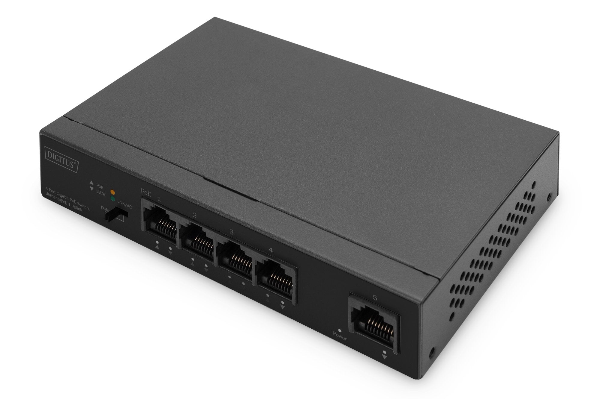 Digitus Switch Poe Gigabit Ethernet 4 Puertos Poe + 1 Puerto Uplink, Capacidad Poe 60 W