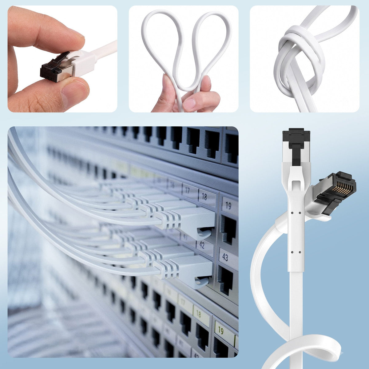 Extralink Lan Patchcord Cat.8 U Ftp 3m 40g Flat Shielded Foiled Twisted Pair Bare Copper White