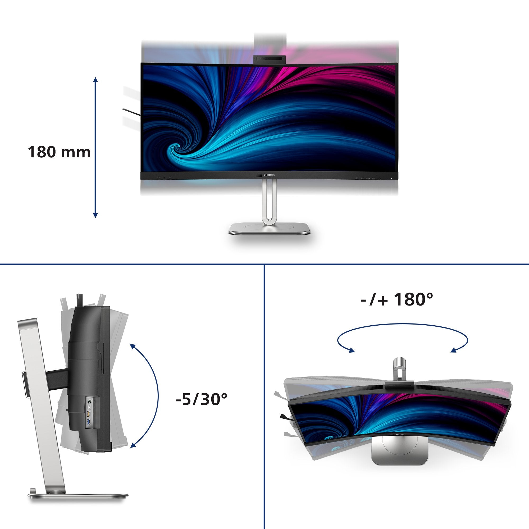 EAN 8712581804633 - Philips 6000 series 34B2U6603CH/00 pantalla para PC 86,4 cm (34") 3440 x 1440 Pixeles Wide Quad HD LCD Gr imagen 5