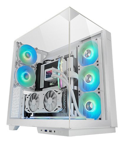 Caja Atx Semitorre Gaming Mars Gaming Mc3gf Triple Cristal Templado Argb Gpu 383mm 1x3.5 3x2.5 Blanco