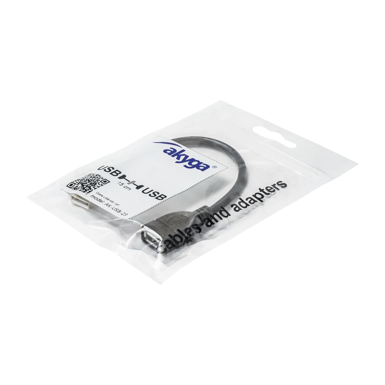 Cable Akyga Ak-Usb-23 (Usb M - Usb 2.0 F; 0,15 M; Black Color)
