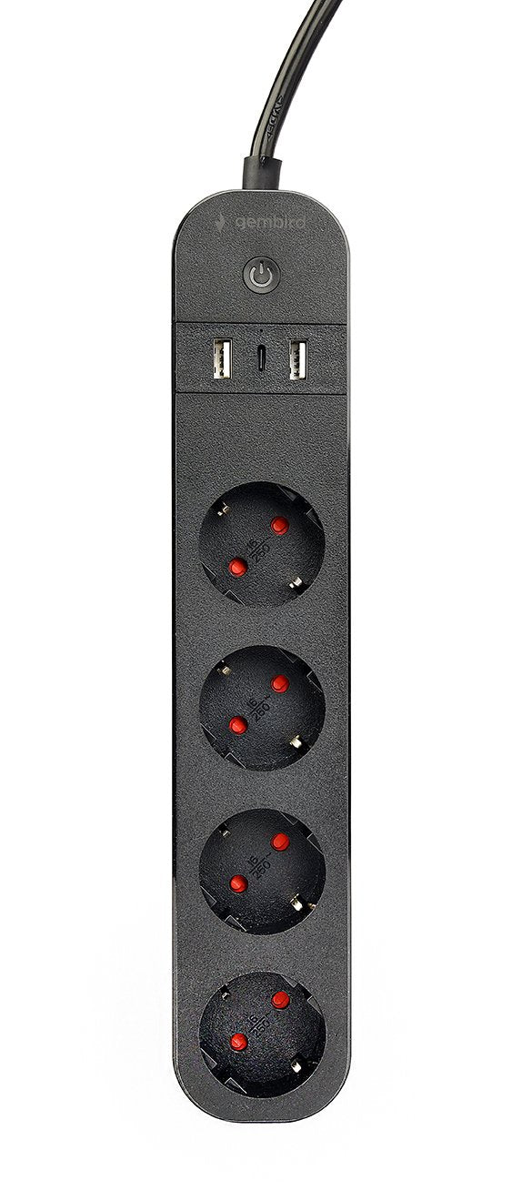 EAN 8716309128407 - Gembird TSL-PS-S4U-01 regleta inteligente 4 salidas AC Tipo E 1,5 m 3 3680 W Negro imagen 1