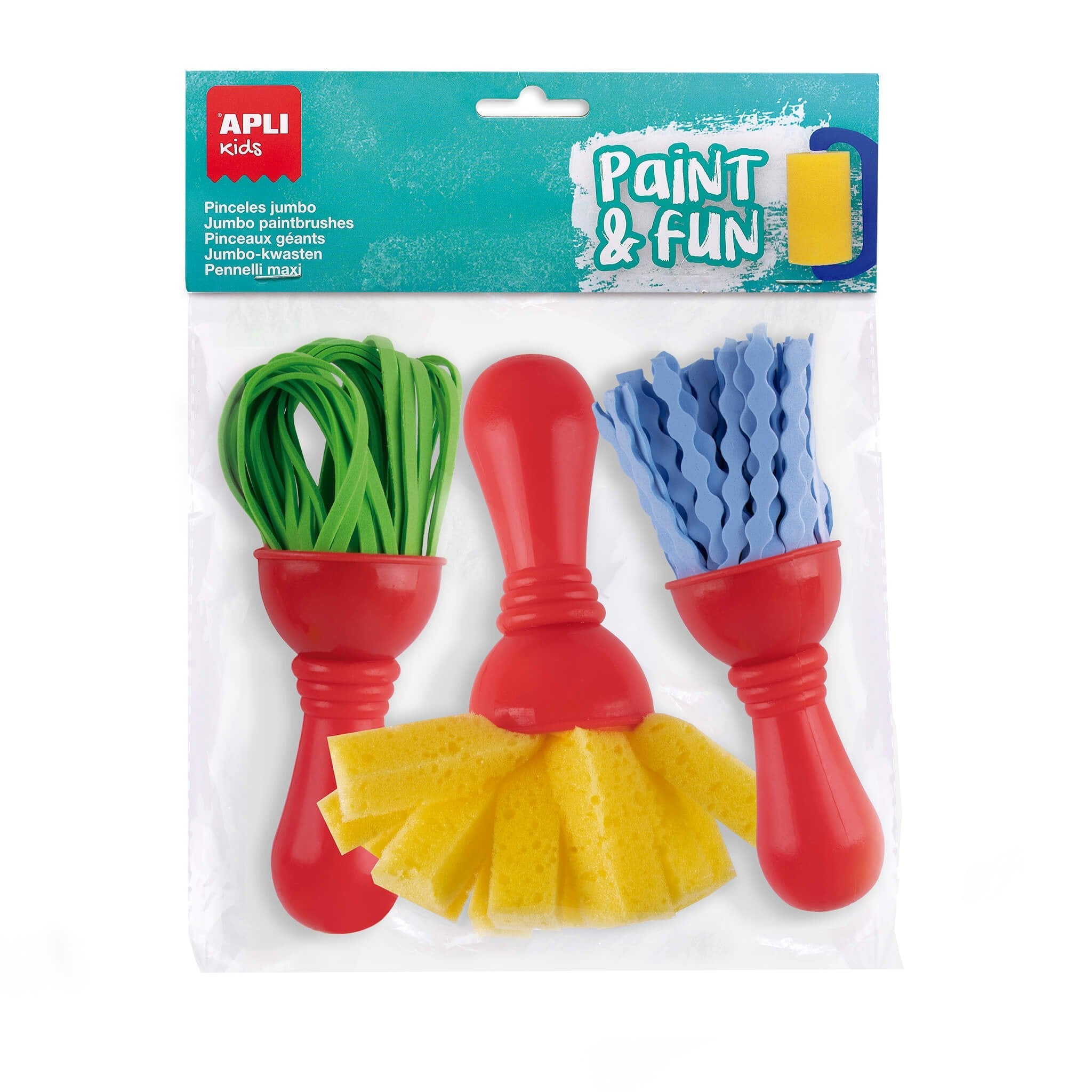 Apli Pinceles Paint&Fun Maxi Goma Eva Y Esponja Paint & Fun Bolsa De 3 C/Surtidos
