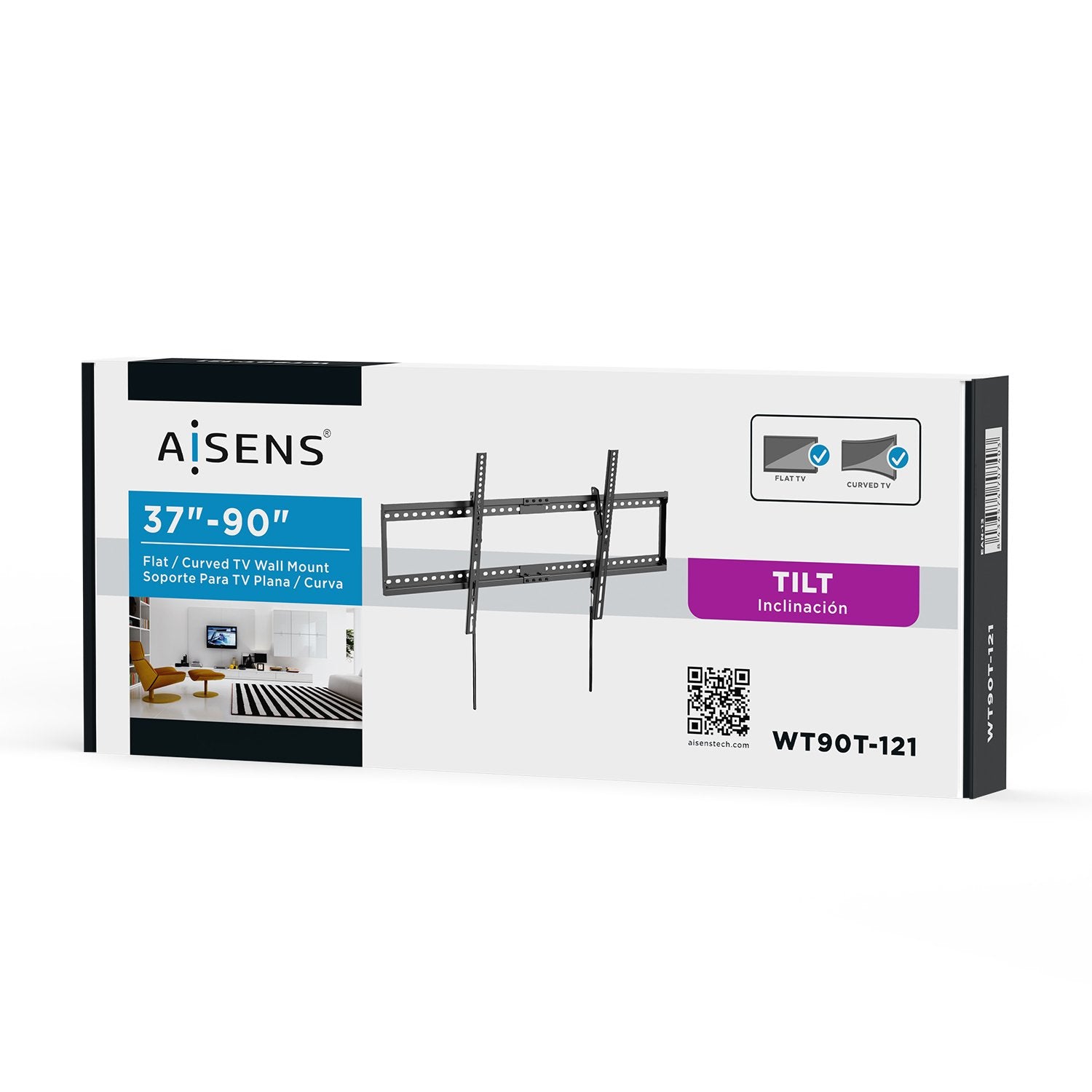 Aisens Soporte Eco Inclinable Para Monitor/Tv - Hasta 75kg - De 37 A 90 Pulgadas - Negro
