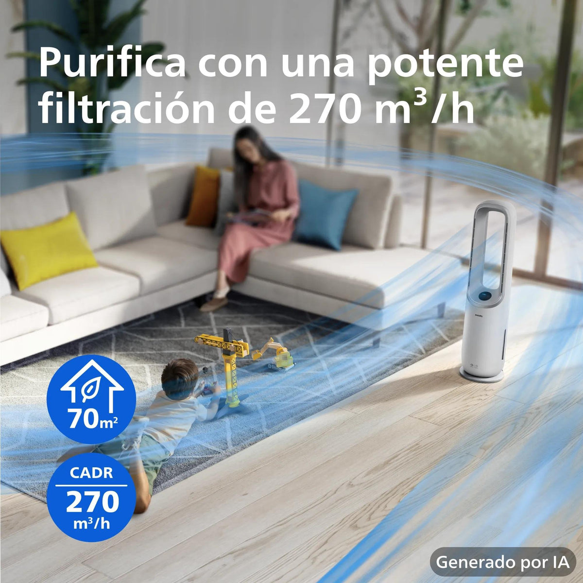 EAN 8720389019395 - Philips AMF765/10 purificador de aire 70 m² 47 dB 40 W Blanco, Gris imagen 14