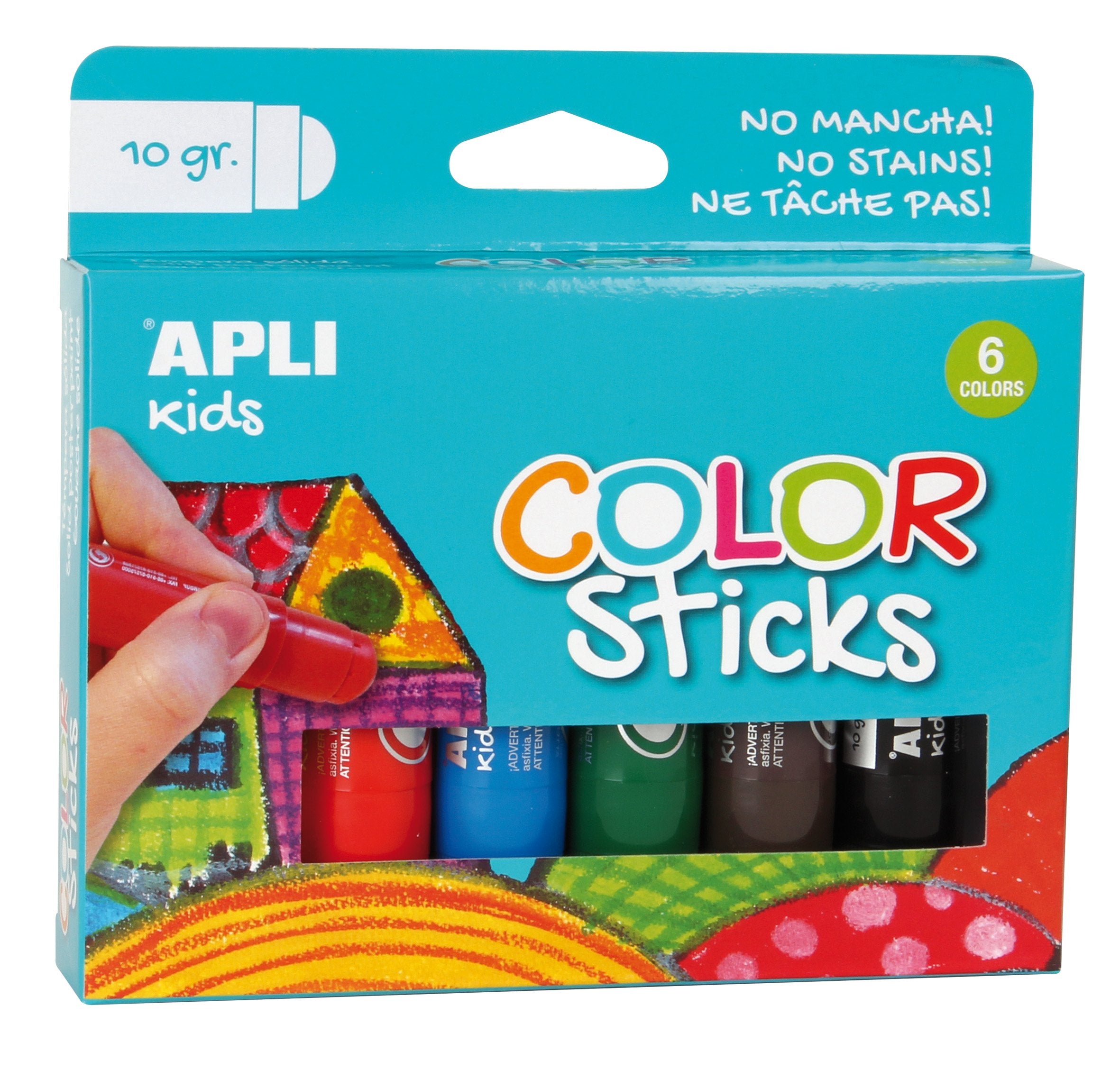 Apli Témperas Sólidas Color Sticks 10gr Estuche De 6 C/Surtidos