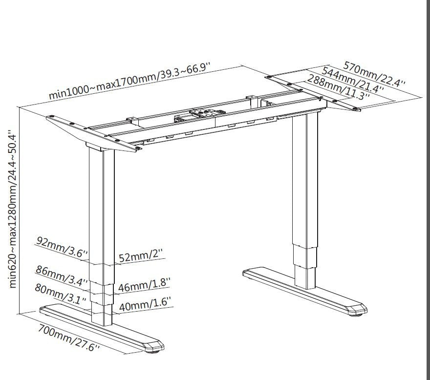 Mesa Equip Electrica Ergonomica Negra Sin Tablero