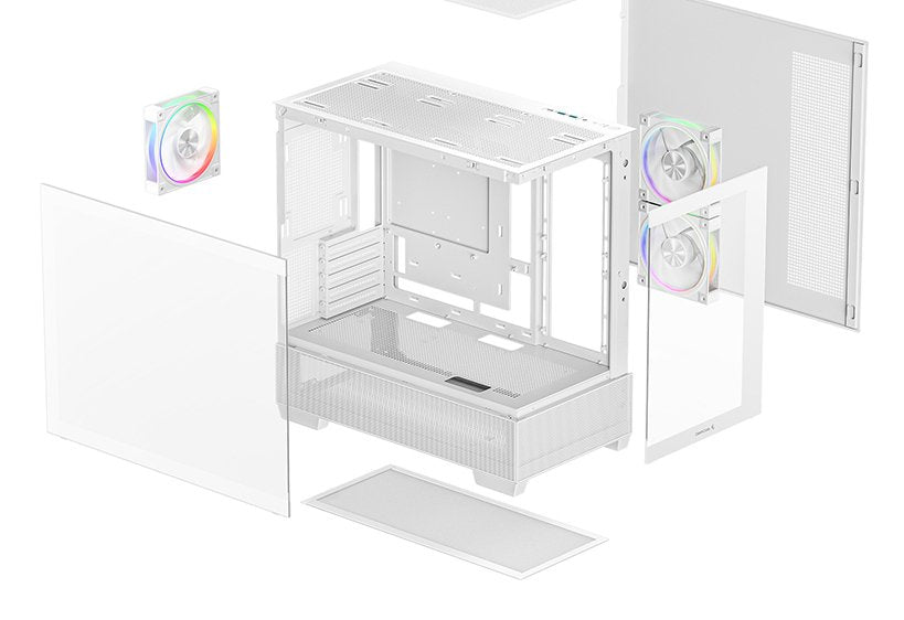 Deepcool Cg380 3f, Caja Torre Blanca, Vidrio Templado X 2 R-Cg380-Whagm3-G