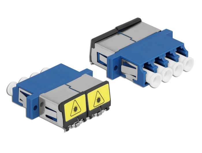 Lwl Kupplung Mit Laserschutzklappe Lc Quad Buchse Zu Lc Quad Buchse Singlemode Blau