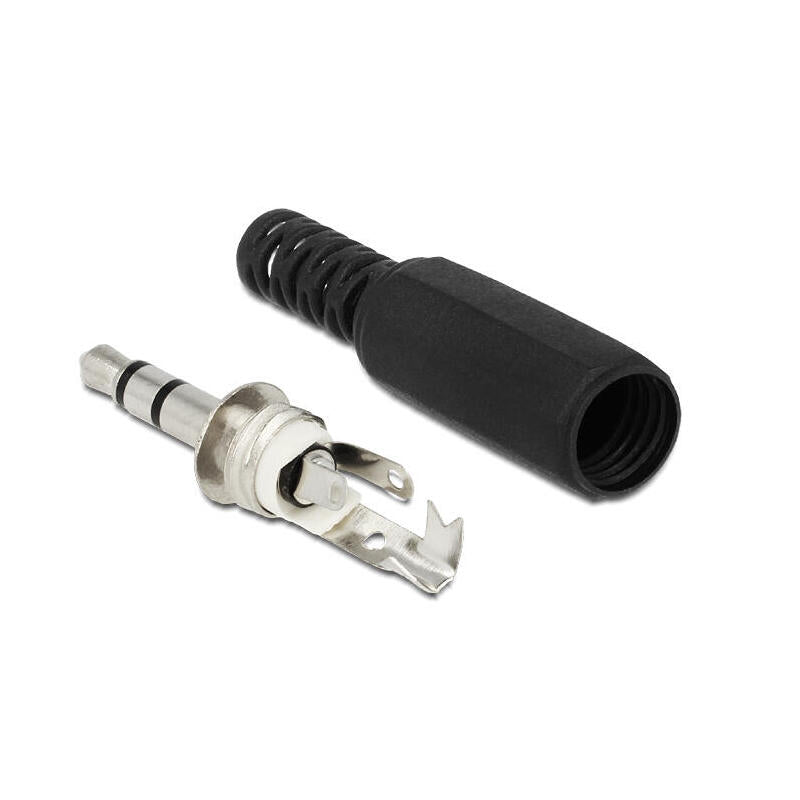 Delock 65534 Conector Estéreo De 3,5 Mm Estéreo Con Protección Contra Doblado Versión Para Soldar