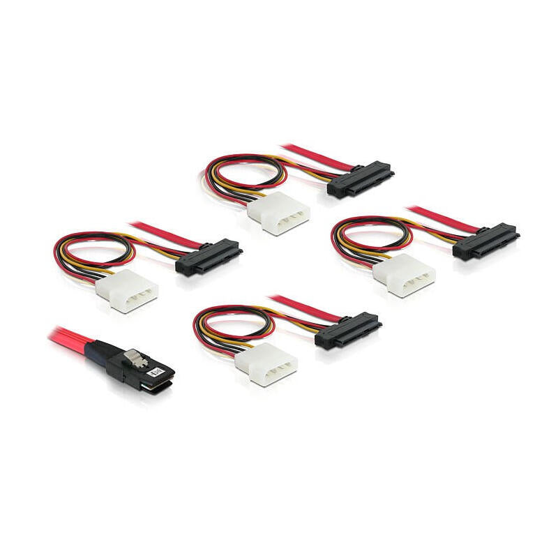 Delock 83146 Cable Mini Sas Sff-8087> 4 X Sas Sff-8482 + Alimentación 1 M
