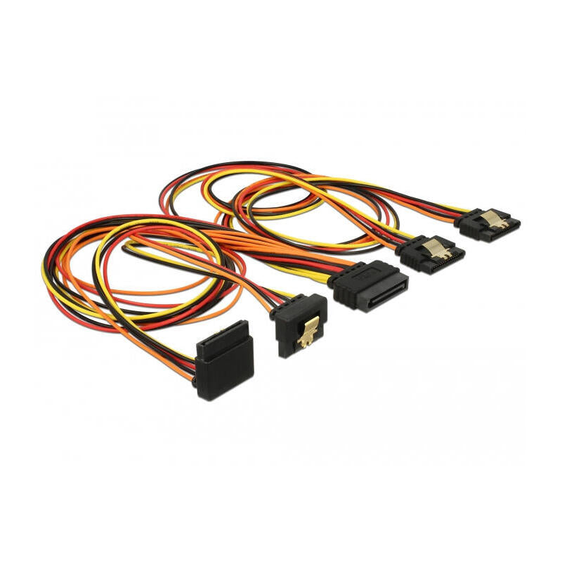 Delock Cable Sata 15 Pin Strom Stecker Mit Einrastfunktion > Sata 15 Pin Strom Buchse 2 X Gerade   1 X Unten   1 X Oben 50 Cm