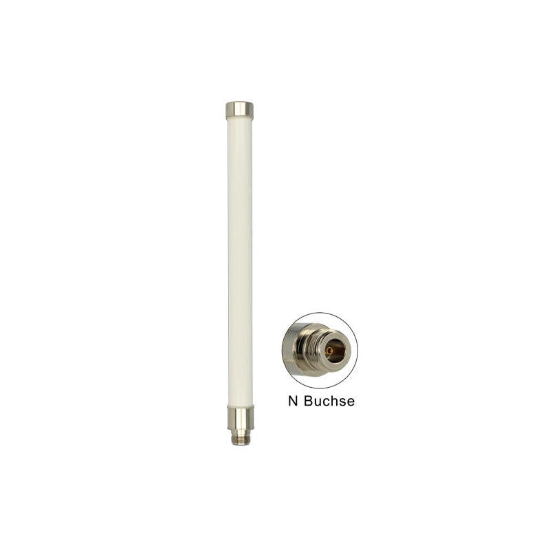 Delock Wlan 802.11 Ac/A/H/B/G/N Antena Hembra N 6 - 8 Dbi 28 Cm Omnidireccional Montaje De Polo Fijo Blanco Al Aire Libre
