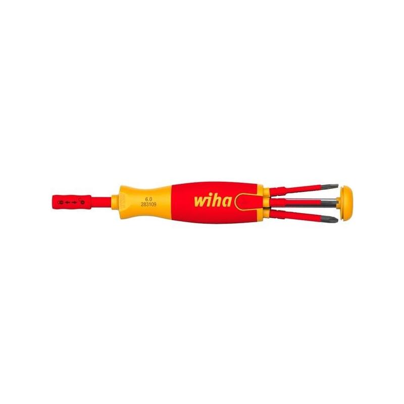 Destornillador Wiha Con Cargador De Puntas Liftup Electric (Rojo/Amarillo, 7 Partes)