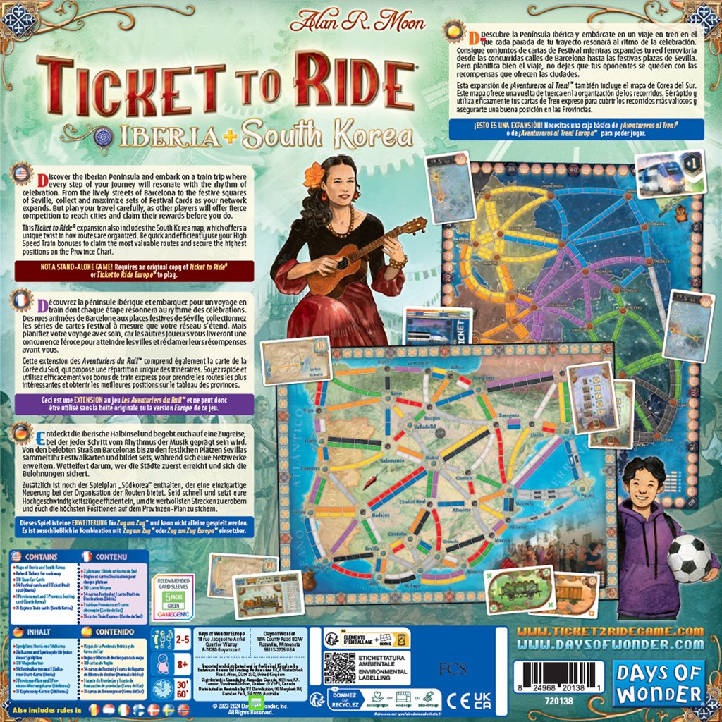 Juego De Mesa ¡Aventureros Al Tren! Iberia Y Corea Del Sur Edad Recomendada 8 Años