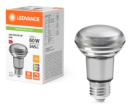 EAN 4099854047954 - Osram LED R63 DIM P lámpara LED Blanco cálido 2700 K 4,9 W E27 G imagen 5