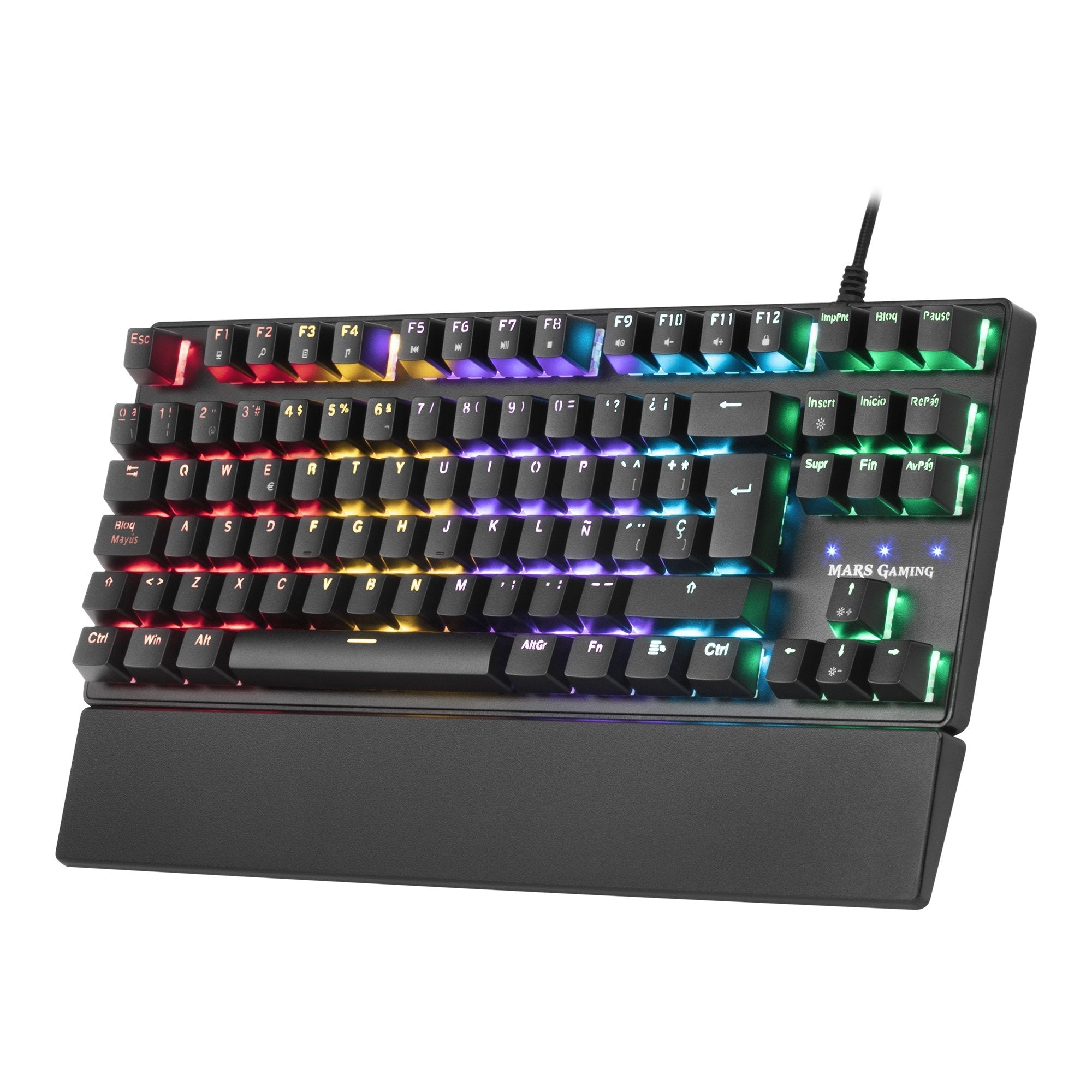 Teclado Mecánico Portugués Mars Gaming Mkxtklbpt Switches Mecánicos Outemu Sq Azul Iluminación Rgb Reposamuñecas Teclas Tec Inyección Dual