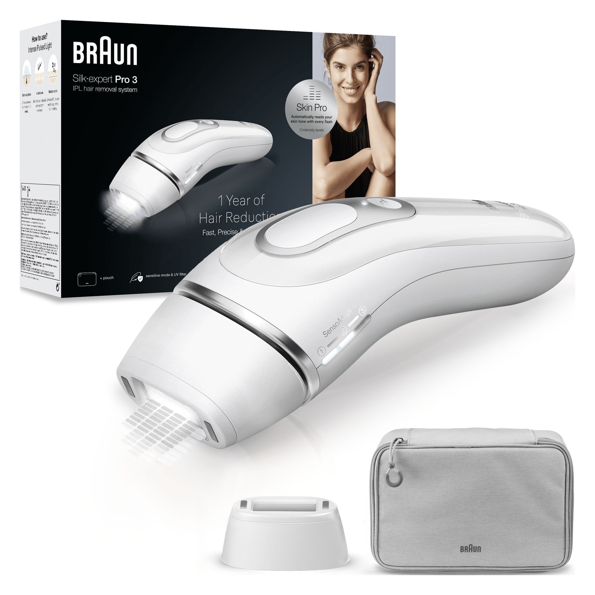 EAN 7500435238267 - Braun Silk-expert Pro Silk expert Pro 3 PL3020 Luz pulsada intensa (IPL) Plata, Blanco imagen 1