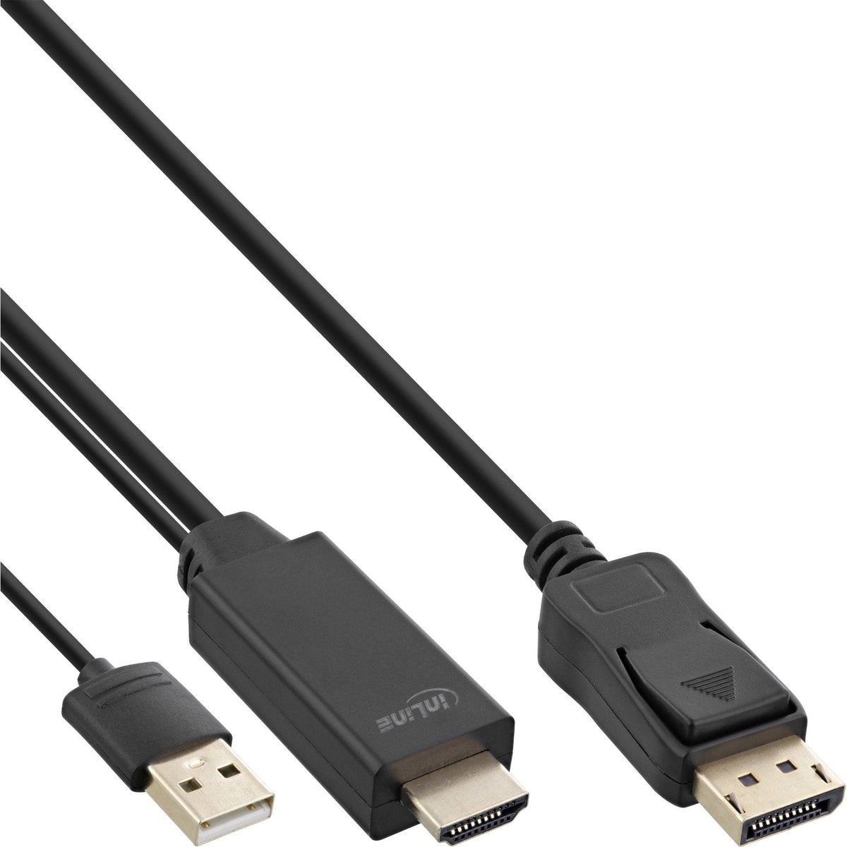 Cable Inline Hdmi A Displayport, 4k, Negro/Dorado, 2 M
