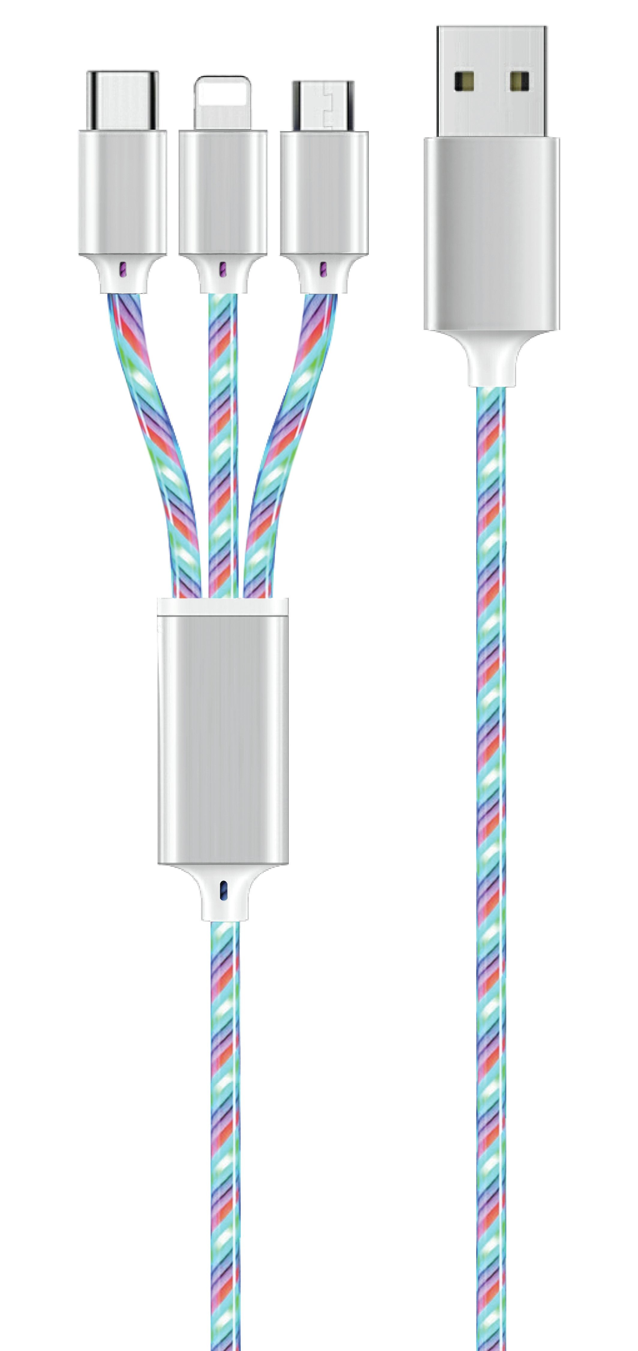 2go 3in1 Usb Led Cable Azul 150cm Micro-Usb