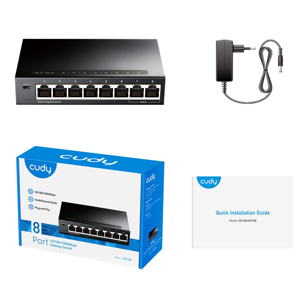 EAN 6971690790554 - Cudy GS108 switch Gigabit Ethernet (10/100/1000) Negro imagen 4